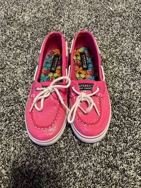 Sperry Kids Hot Pink Sequin Boat Shoes